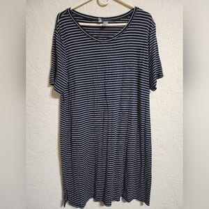H&M Divided Navy Blue and White Striped T-Shirt Dress